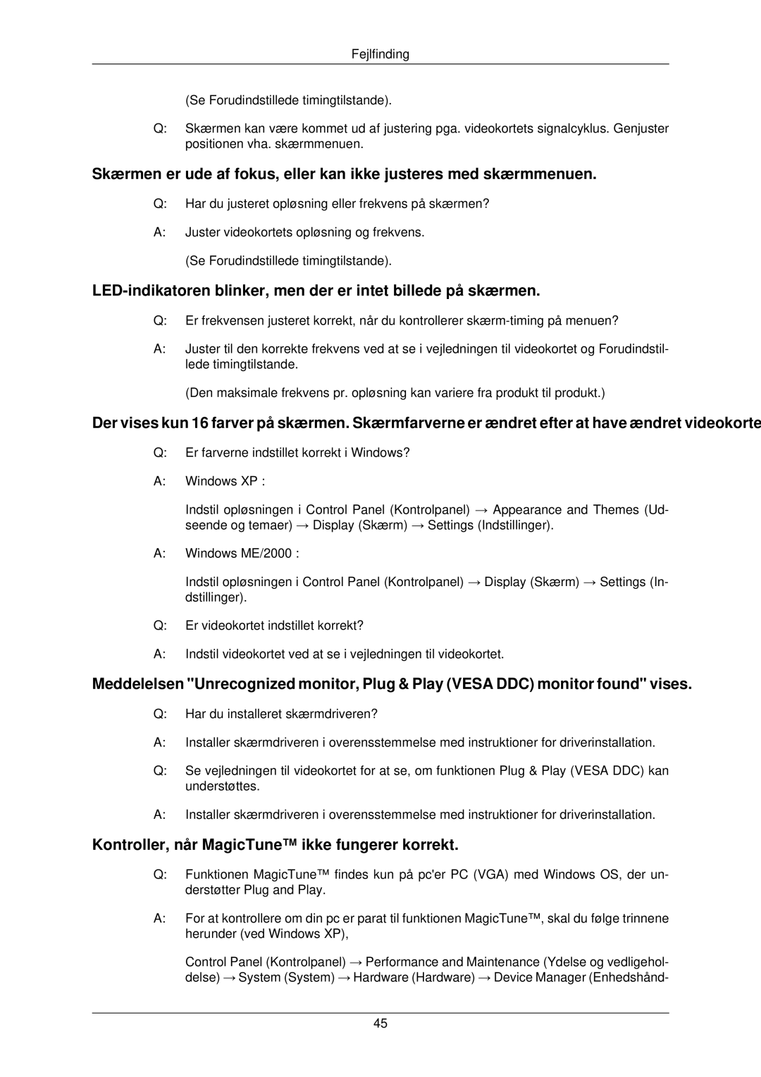 Samsung LS22TWPSUV/EN manual LED-indikatoren blinker, men der er intet billede på skærmen 