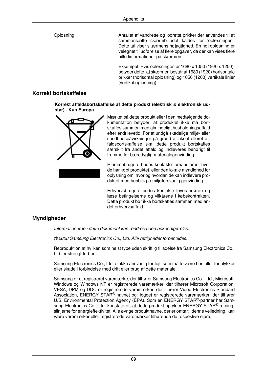 Samsung LS22TWPSUV/EN manual Korrekt bortskaffelse, Myndigheder 