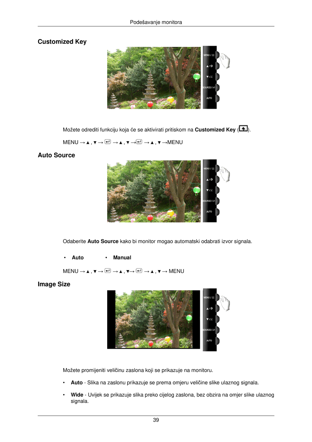 Samsung LS22TWPSUV/EN manual Auto Source, Image Size, Auto Manual 