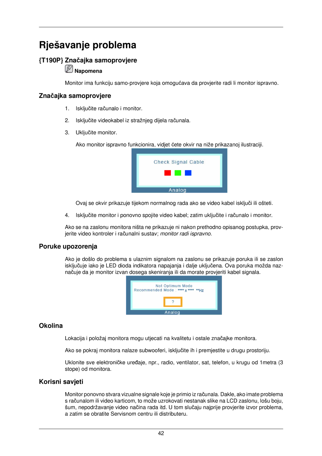 Samsung LS22TWPSUV/EN manual Rješavanje problema 