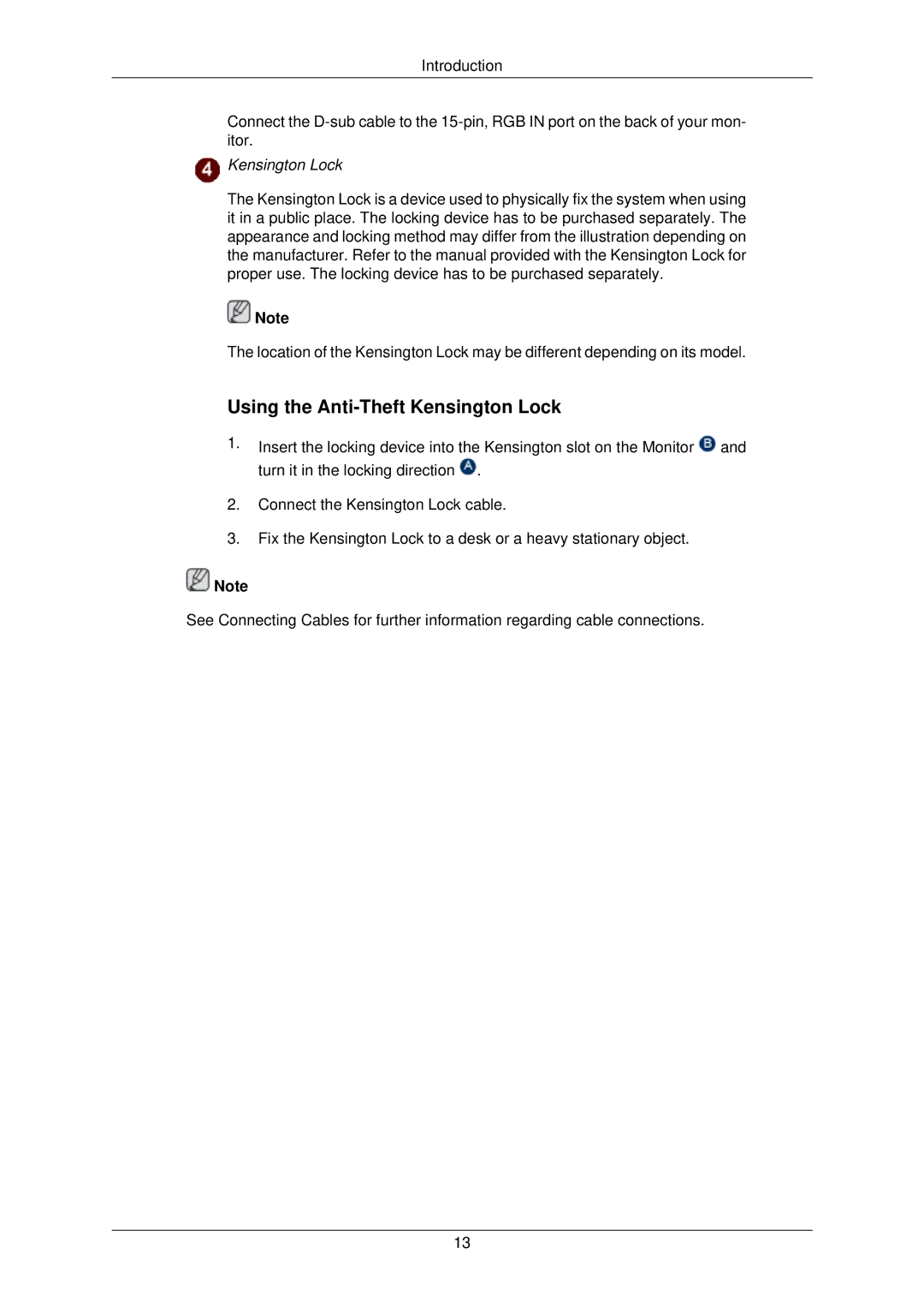 Samsung LS22TWPSUV/CH, LS22TWPSUVRXJ, LS22TWPSUV/EN, LS19TWPSUV/CH manual Using the Anti-Theft Kensington Lock 