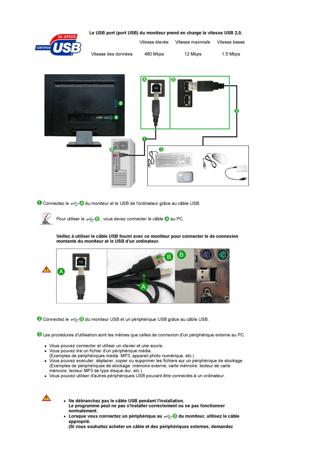 Samsung LS22UCWSFV/EDC manual Vitesse maximale 