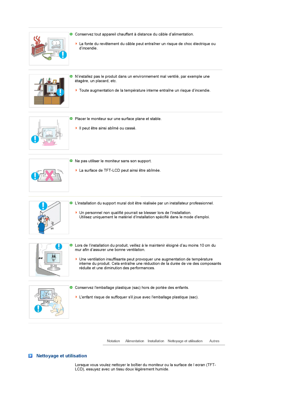 Samsung LS22UCWSFV/EDC manual Nettoyage et utilisation 