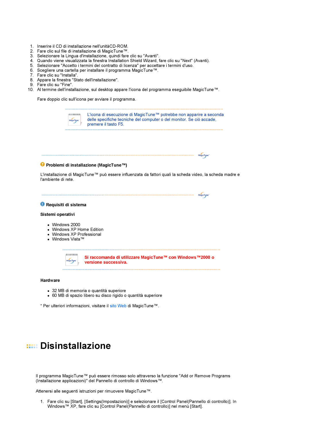 Samsung LS22UCWSFV/EDC manual Disinstallazione 