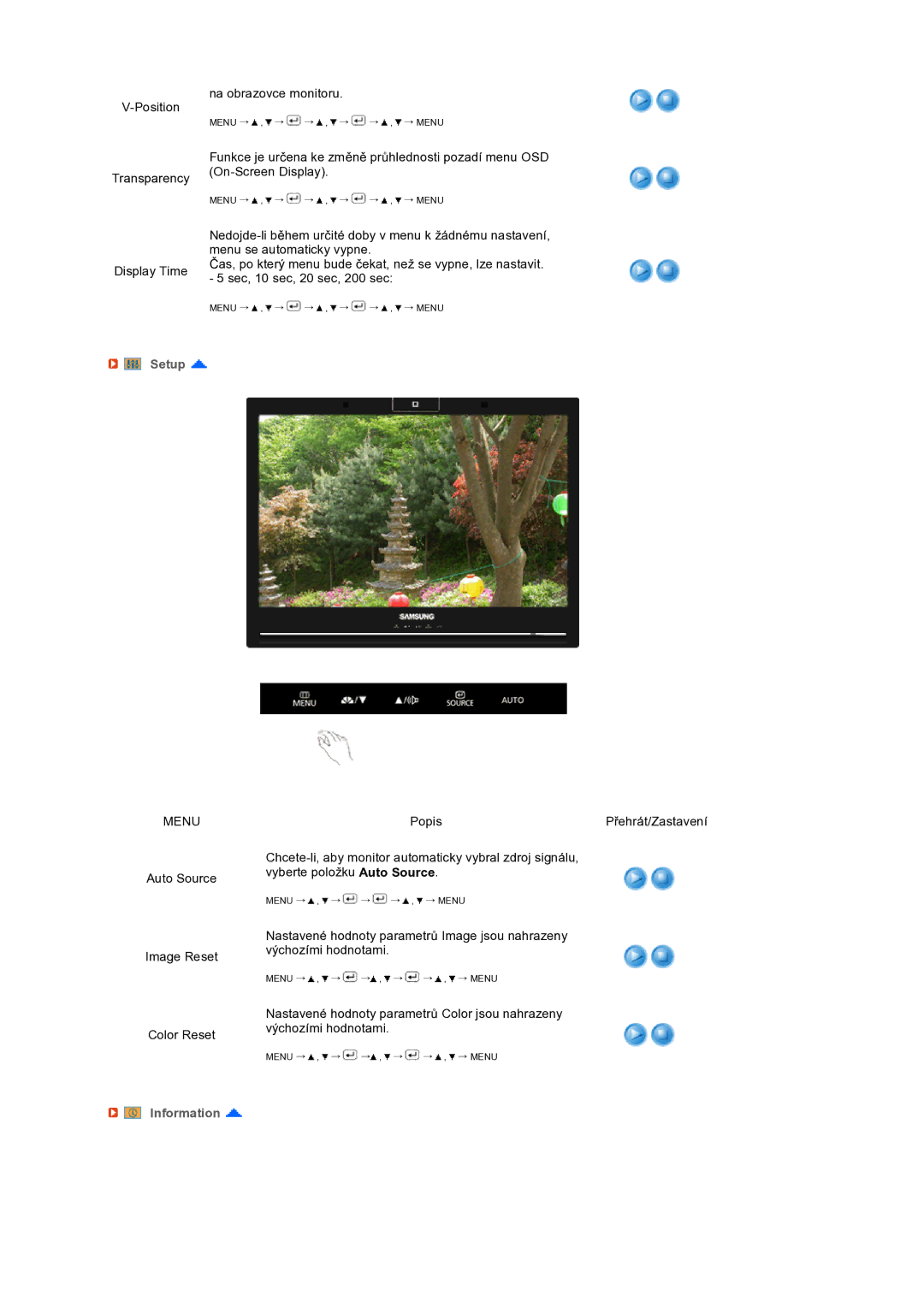 Samsung LS22UCWSFV/EDC manual Setup, Information 