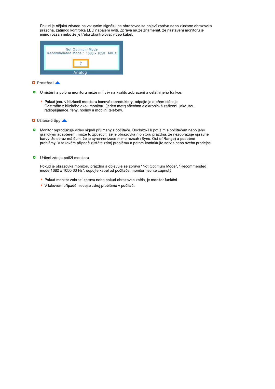 Samsung LS22UCWSFV/EDC manual Prostředí, Užitečné tipy 