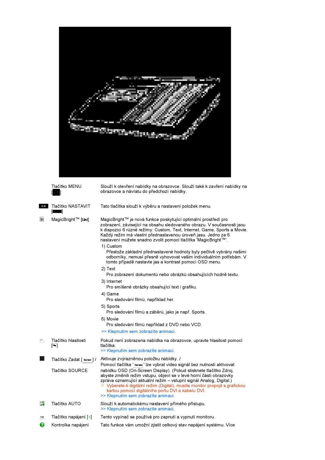 Samsung LS22UCWSFV/EDC manual Klepnutím sem zobrazíte animaci 