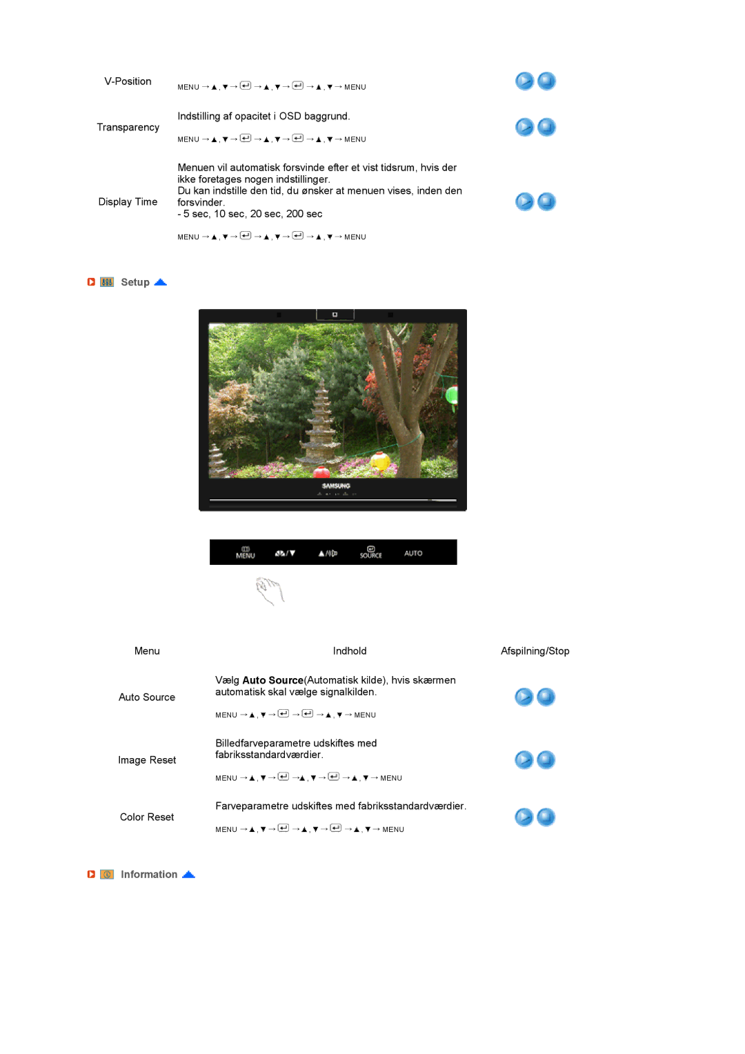 Samsung LS22UCWSFV/EDC manual Setup, Information 