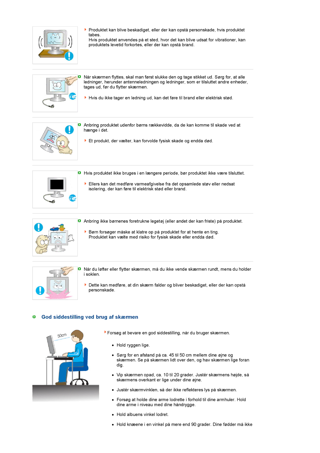 Samsung LS22UCWSFV/EDC manual God siddestilling ved brug af skærmen 