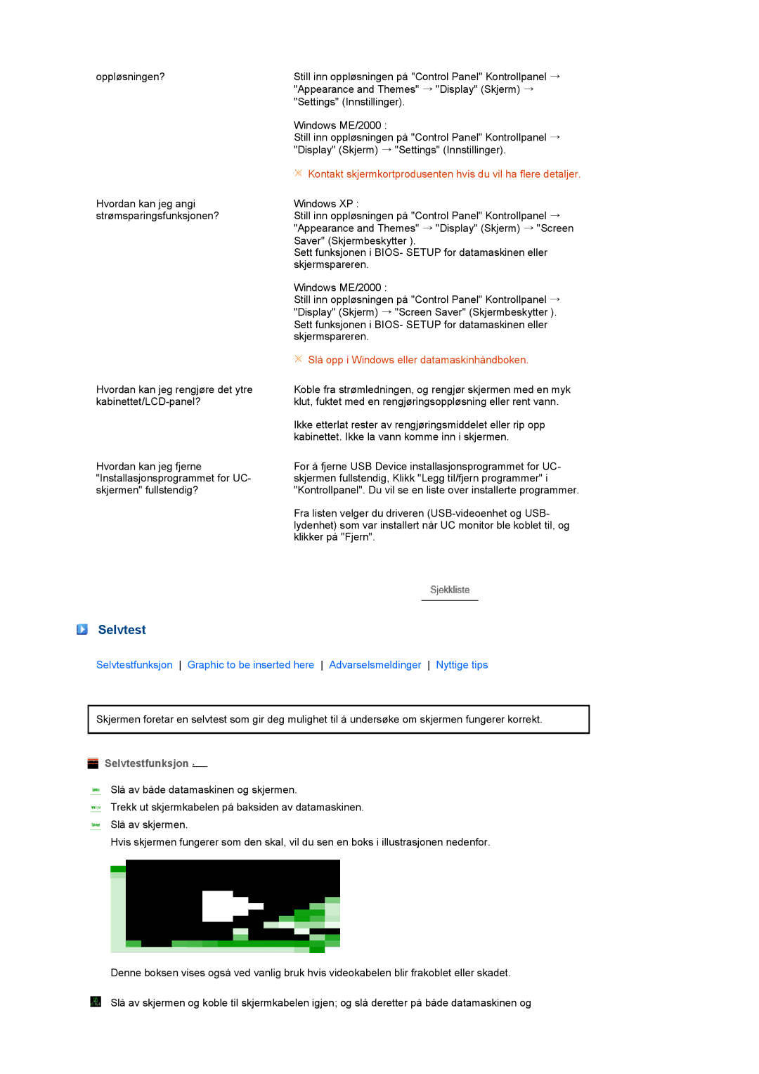 Samsung LS22UCWSFV/EDC manual Selvtestfunksjon 