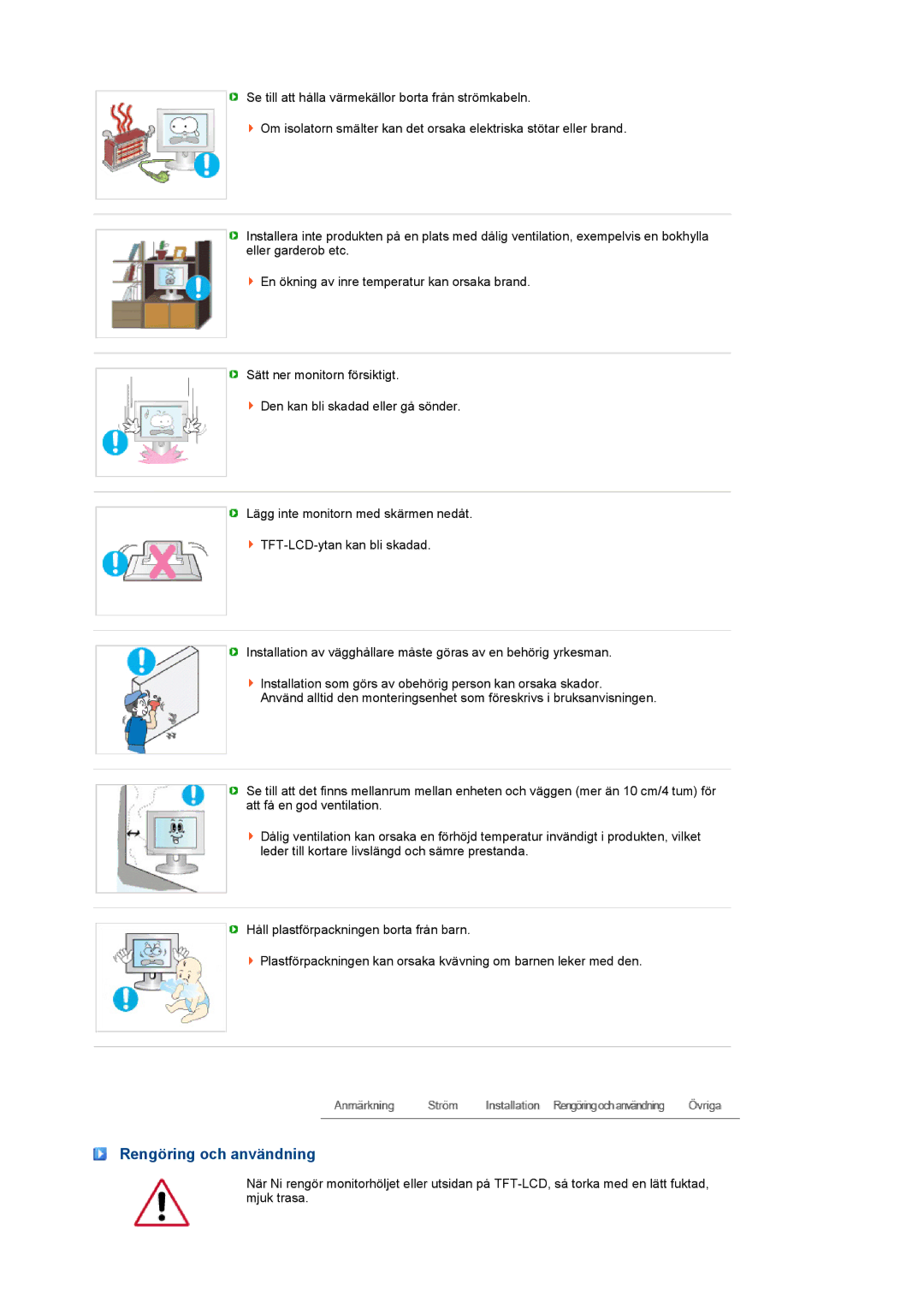 Samsung LS22UCWSFV/EDC manual Rengöring och användning 