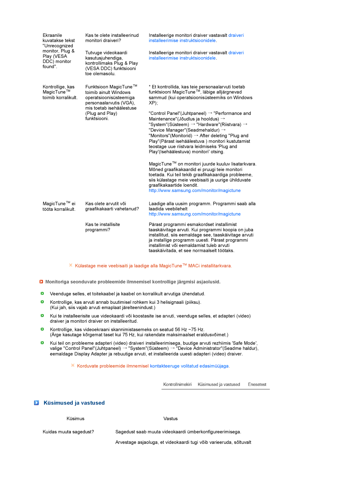 Samsung LS22UCWSFV/EDC manual Küsimused ja vastused 