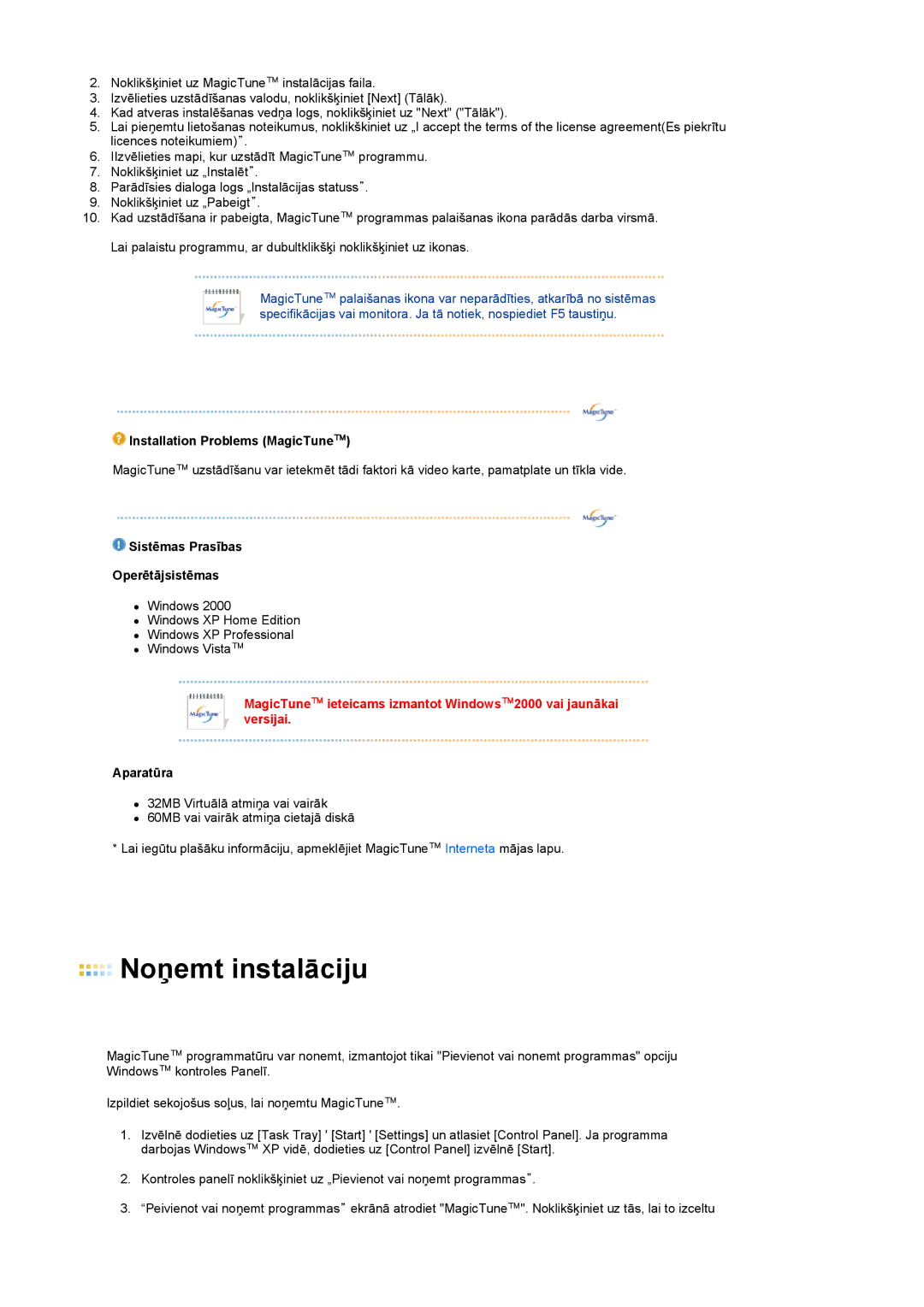 Samsung LS22UCWSFV/EDC manual Noņemt instalāciju 