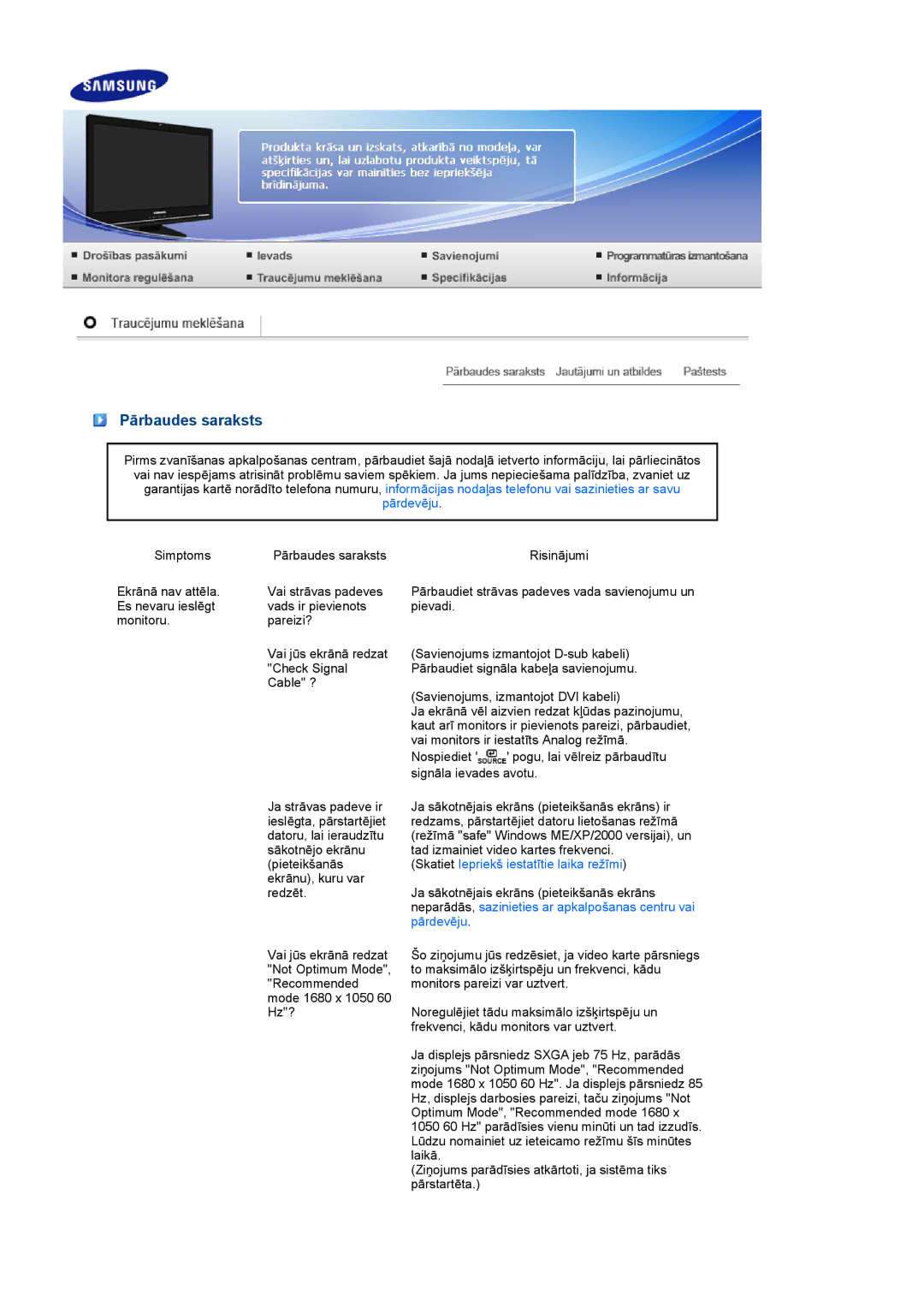 Samsung LS22UCWSFV/EDC manual Pārbaudes saraksts, Pārdevēju 