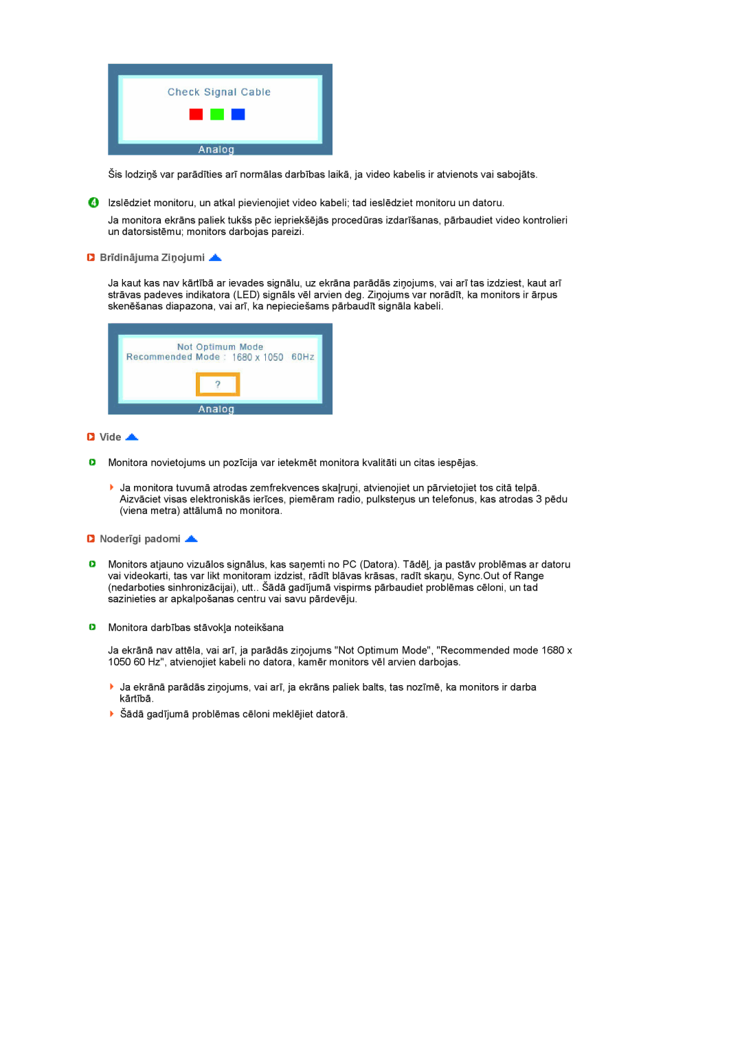 Samsung LS22UCWSFV/EDC manual Brīdinājuma Ziņojumi, Vide, Noderīgi padomi 