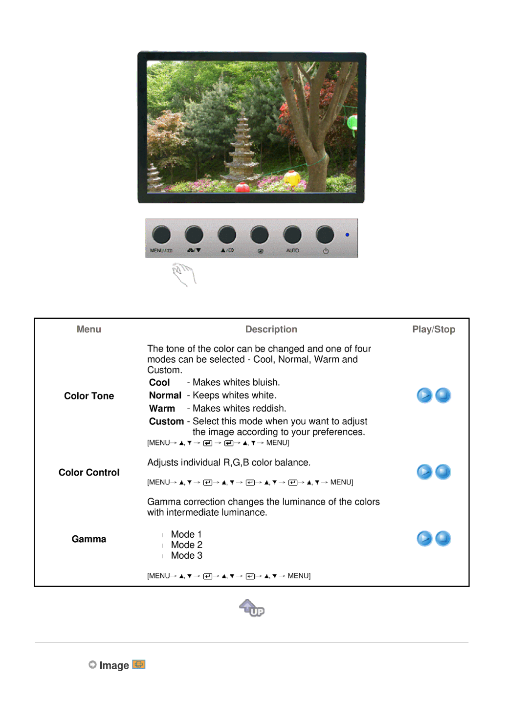 Samsung LS22WJNKFUEDC manual Image, Color Tone Color Control Gamma 