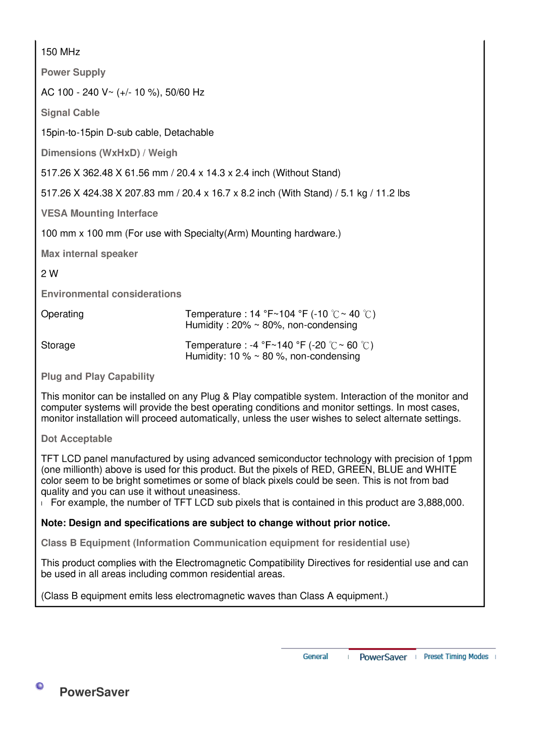 Samsung LS22WJNKFUEDC manual PowerSaver 