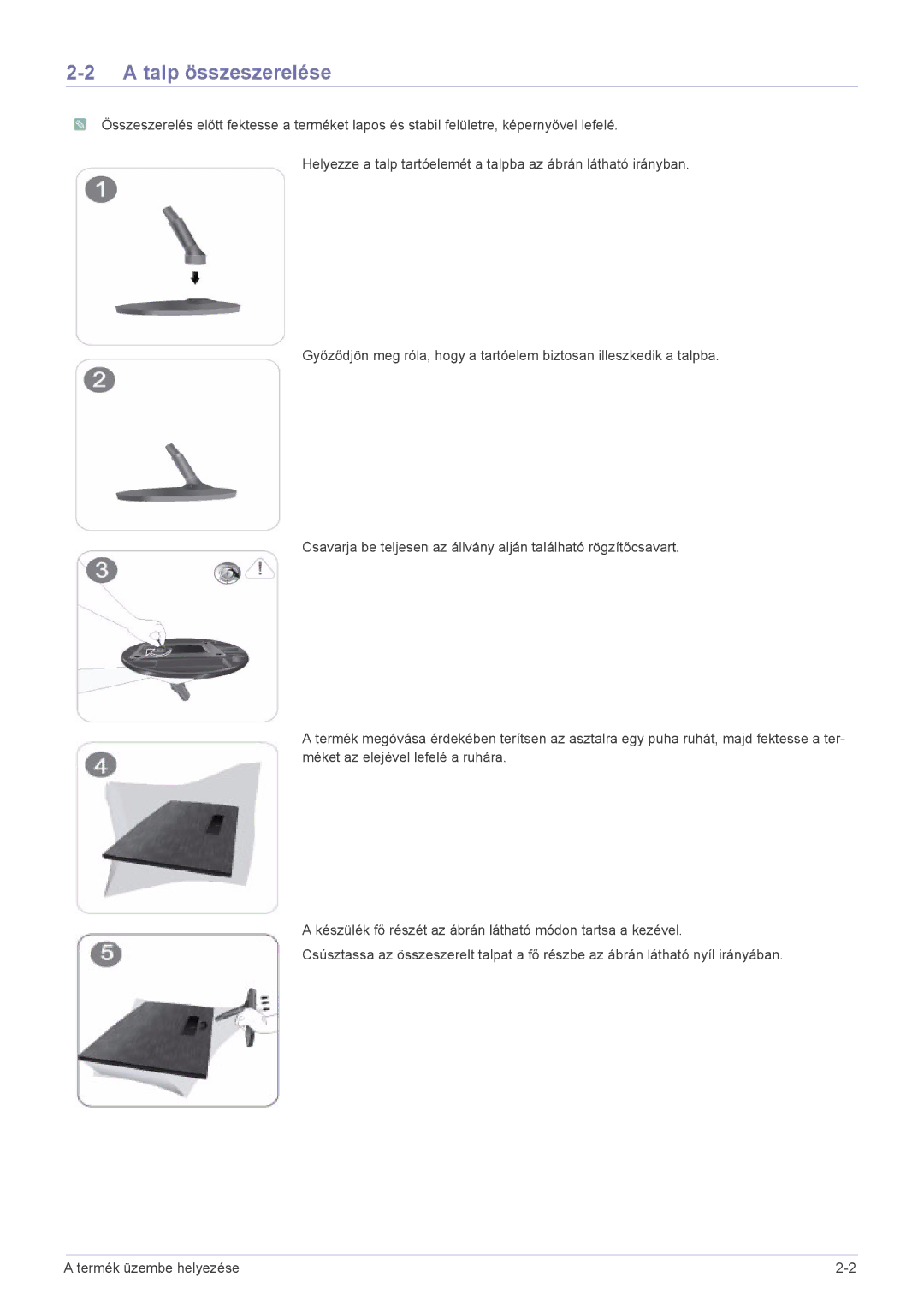 Samsung LS24X3HKFN/EN, LS22X3HKFH/XF, LS24X3HKFE/EN, LS22X3HKFN/EN, LS23X3HKFN/EN, LS22X3HKFE/EN manual Talp összeszerelése 