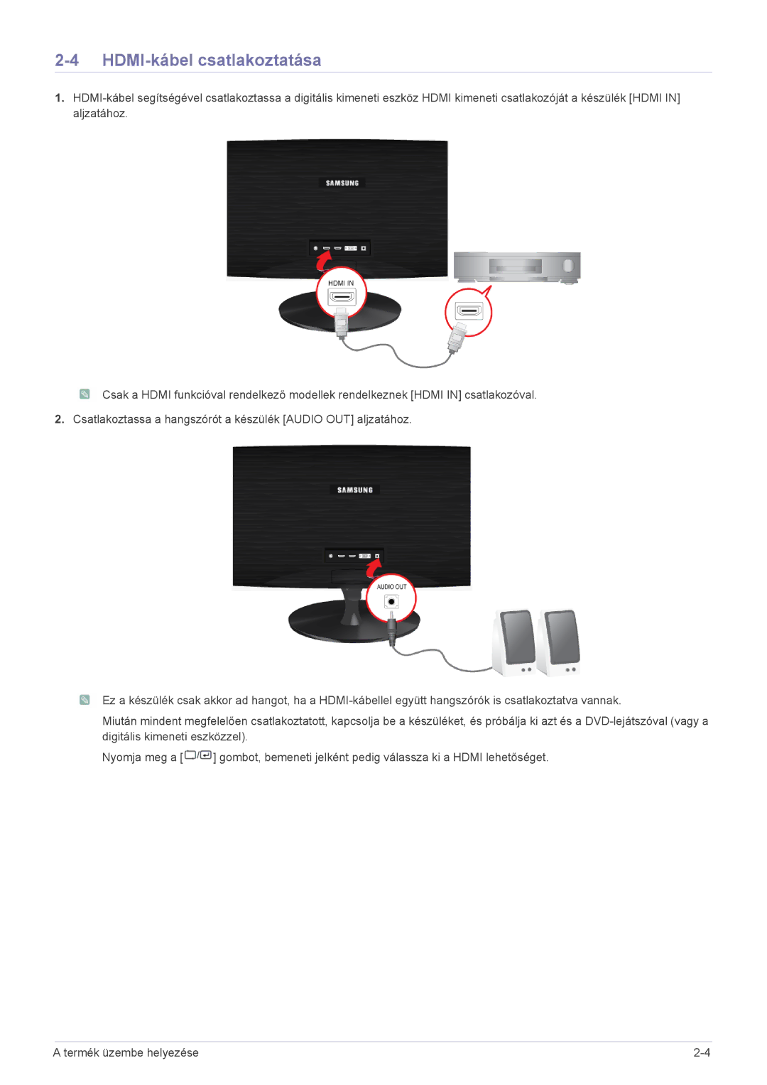 Samsung LS22X3HKFH/XF, LS24X3HKFE/EN, LS24X3HKFN/EN, LS22X3HKFN/EN, LS23X3HKFN/EN, LS22X3HKFE/EN HDMI-kábel csatlakoztatása 