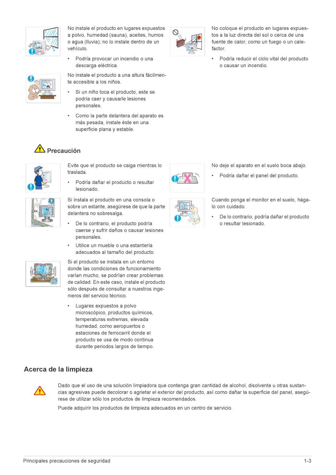 Samsung LS24X3HKFN/EN, LS22X3HKFH/XF, LS24X3HKFE/EN, LS23X3HKFN/EN, LS22X3HKFE/EN, LS22X3HKFE/XS manual Acerca de la limpieza 