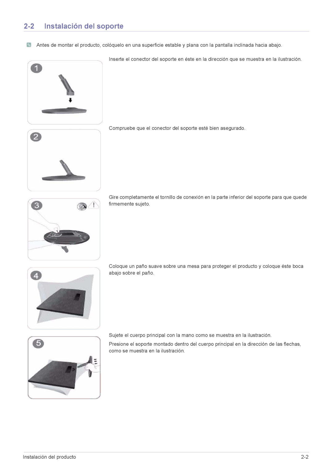 Samsung LS24A300BL/EN, LS23A300BS/EN, LS19A300NS/EN, LS22A300BS/EN, LS20A300NS/EN manual Instalación del soporte 