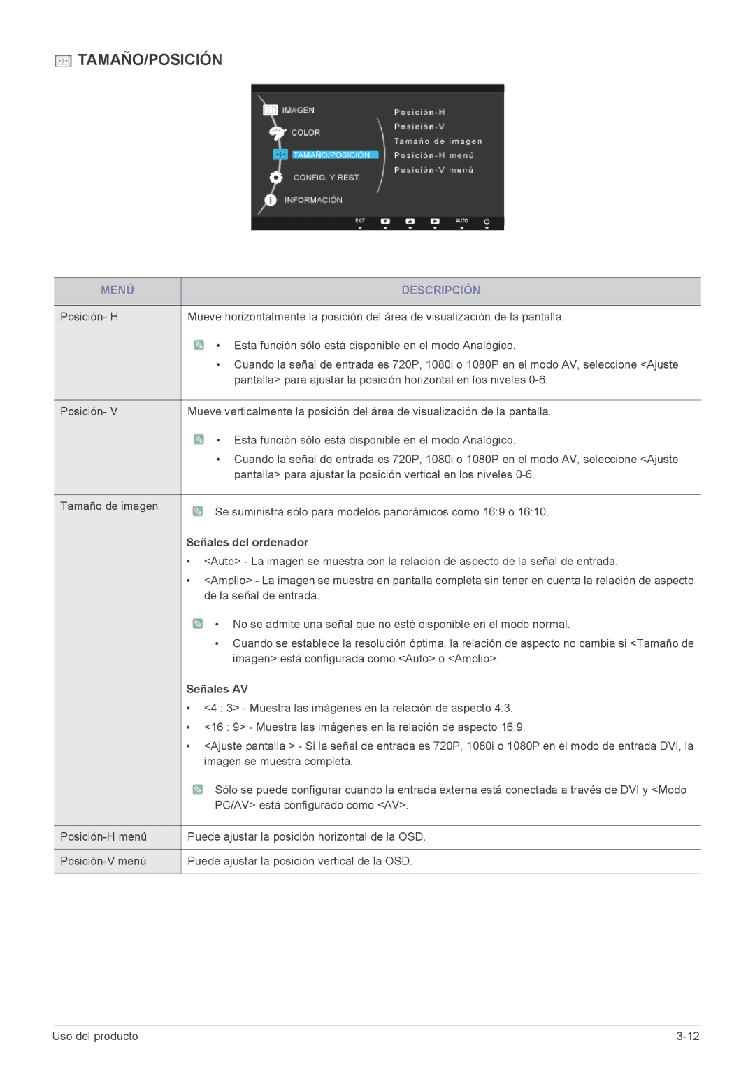 Samsung LS23A300BS/EN, LS19A300NS/EN, LS22A300BS/EN, LS20A300NS/EN, LS24A300BL/EN manual Señales del ordenador, Señales AV 