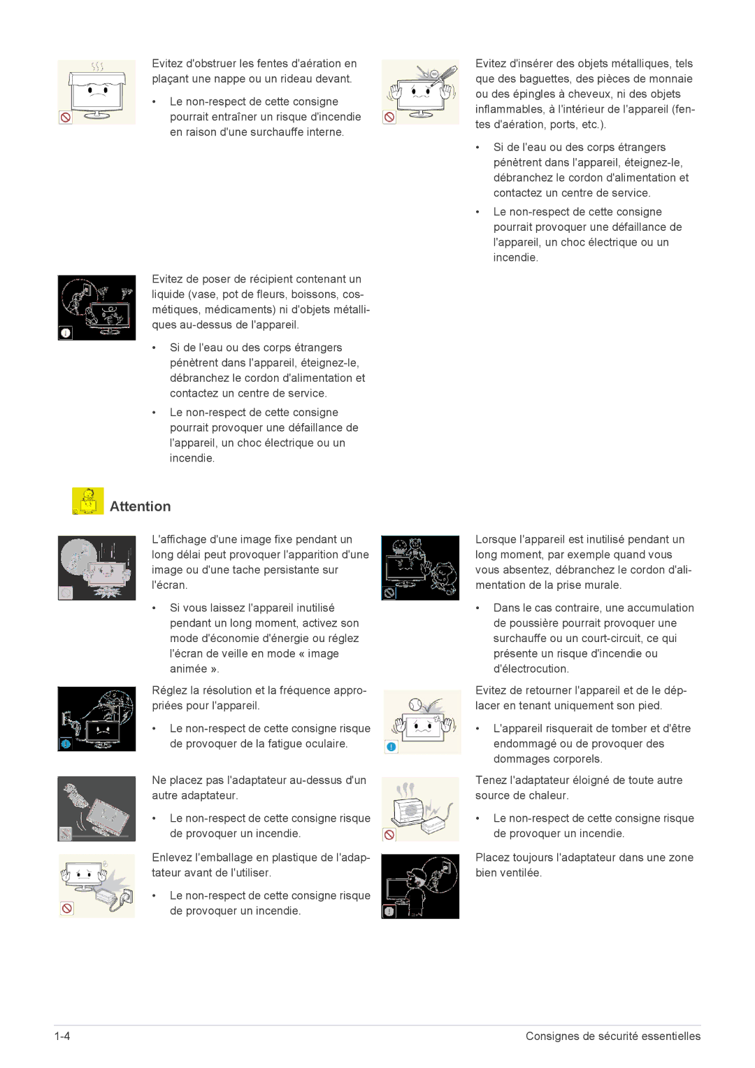 Samsung LS22A300BS/EN, LS23A300BS/EN, LS19A300NS/EN, LS24A300BS/EN, LS22A300NS/EN manual Consignes de sécurité essentielles 
