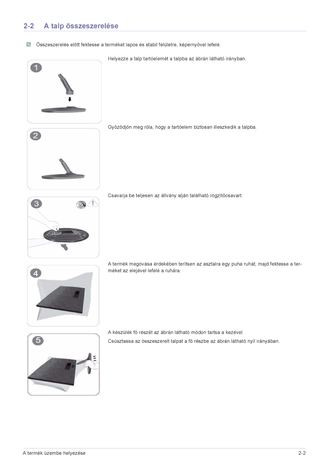 Samsung LS23A300BS/EN, LS19A300NS/EN, LS24A300BS/EN, LS22A300NS/EN, LS22A300BS/EN, LS20A300NS/EN manual Talp összeszerelése 