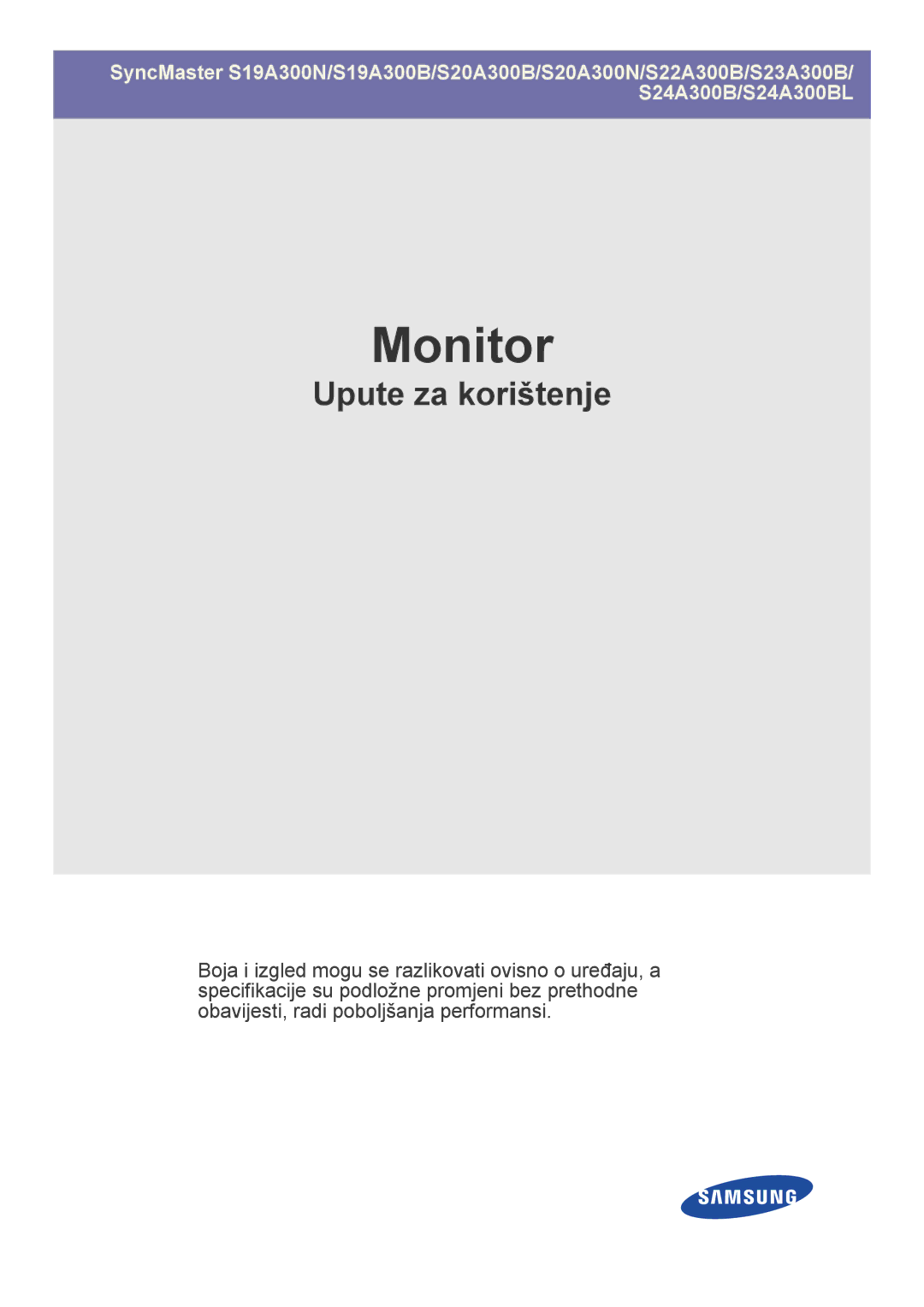 Samsung LS19A300NS/EN, LS23A300BS/EN, LS24A300BS/EN, LS22A300NS/EN, LS22A300BS/EN, LS24A300BL/EN manual Monitor 