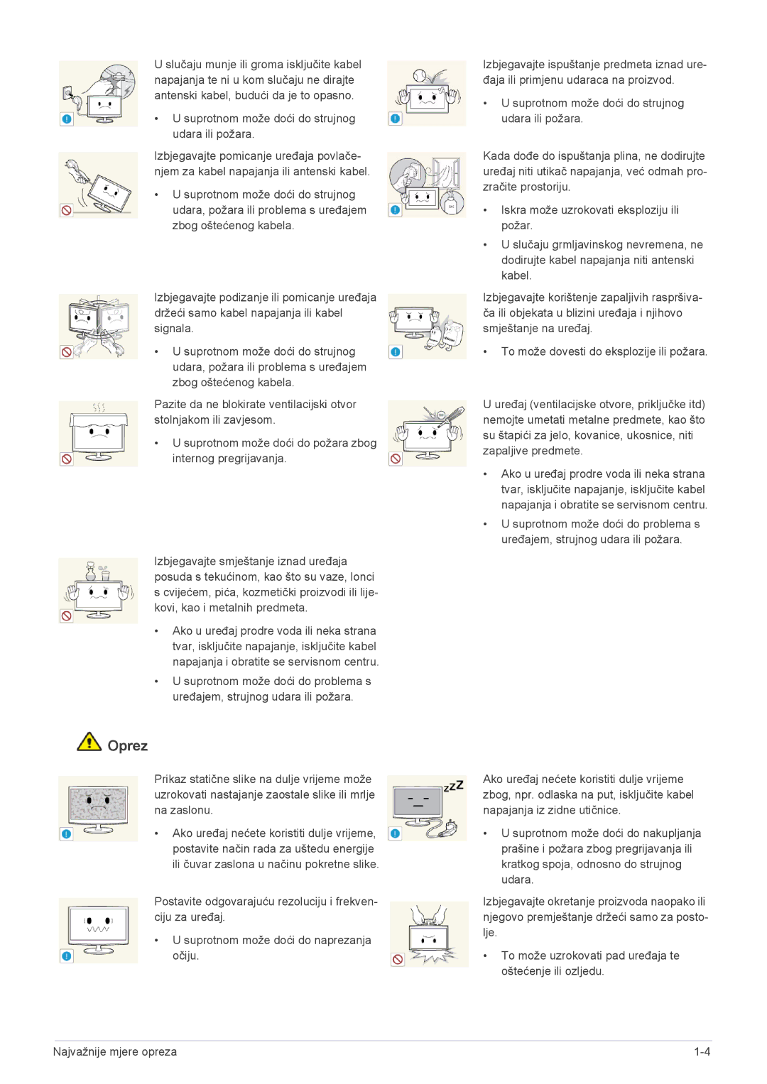 Samsung LS22A300BS/EN, LS23A300BS/EN, LS19A300NS/EN, LS24A300BS/EN, LS22A300NS/EN, LS24A300BL/EN manual Oprez 