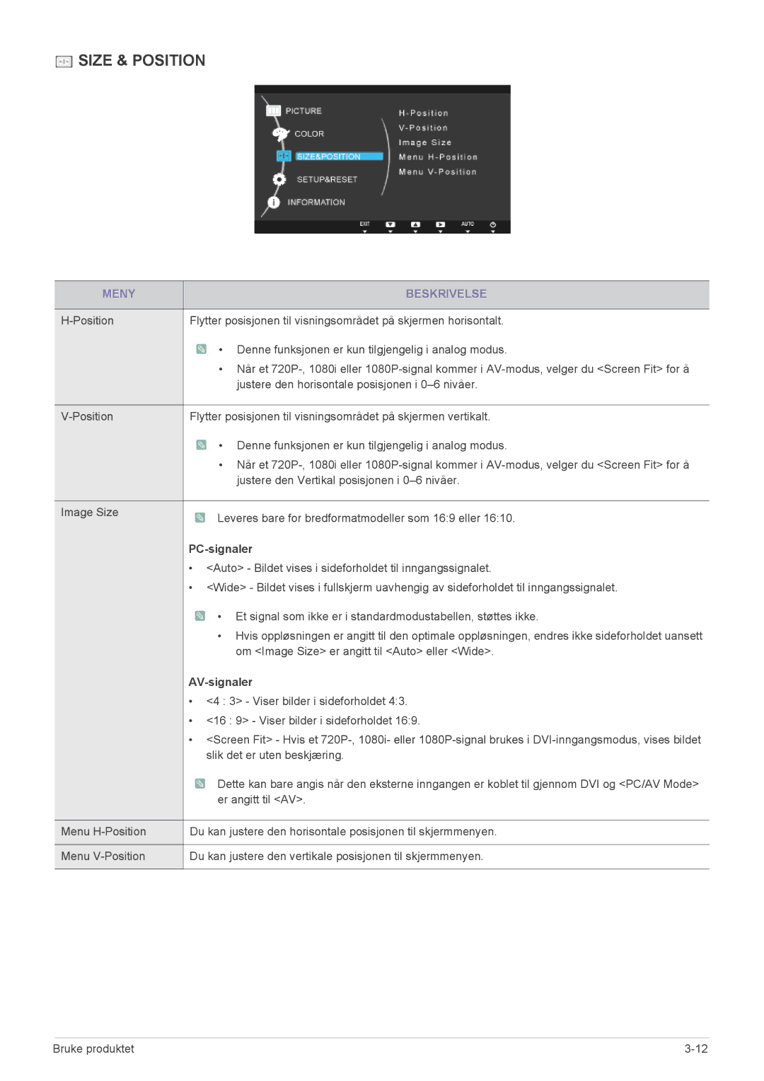 Samsung LS24A300BS/EN, LS23A300BS/EN, LS22A300BS/EN manual PC-signaler, AV-signaler 