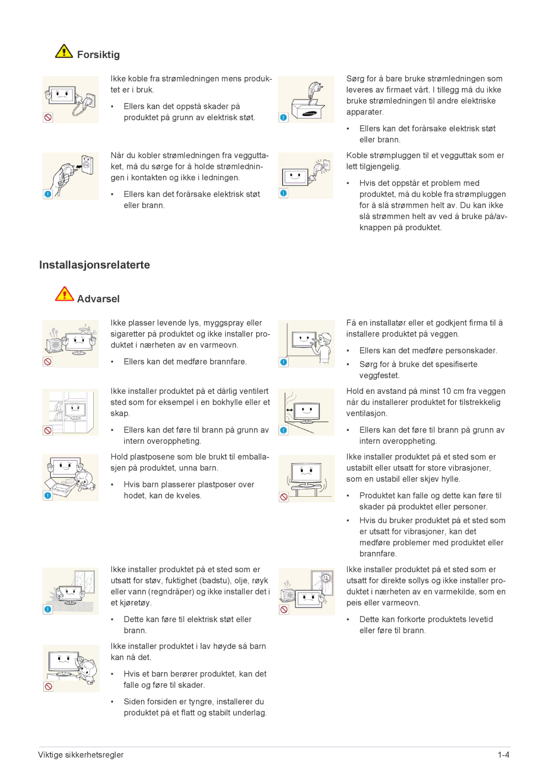 Samsung LS22A300BS/EN, LS23A300BS/EN, LS24A300BS/EN manual Installasjonsrelaterte 