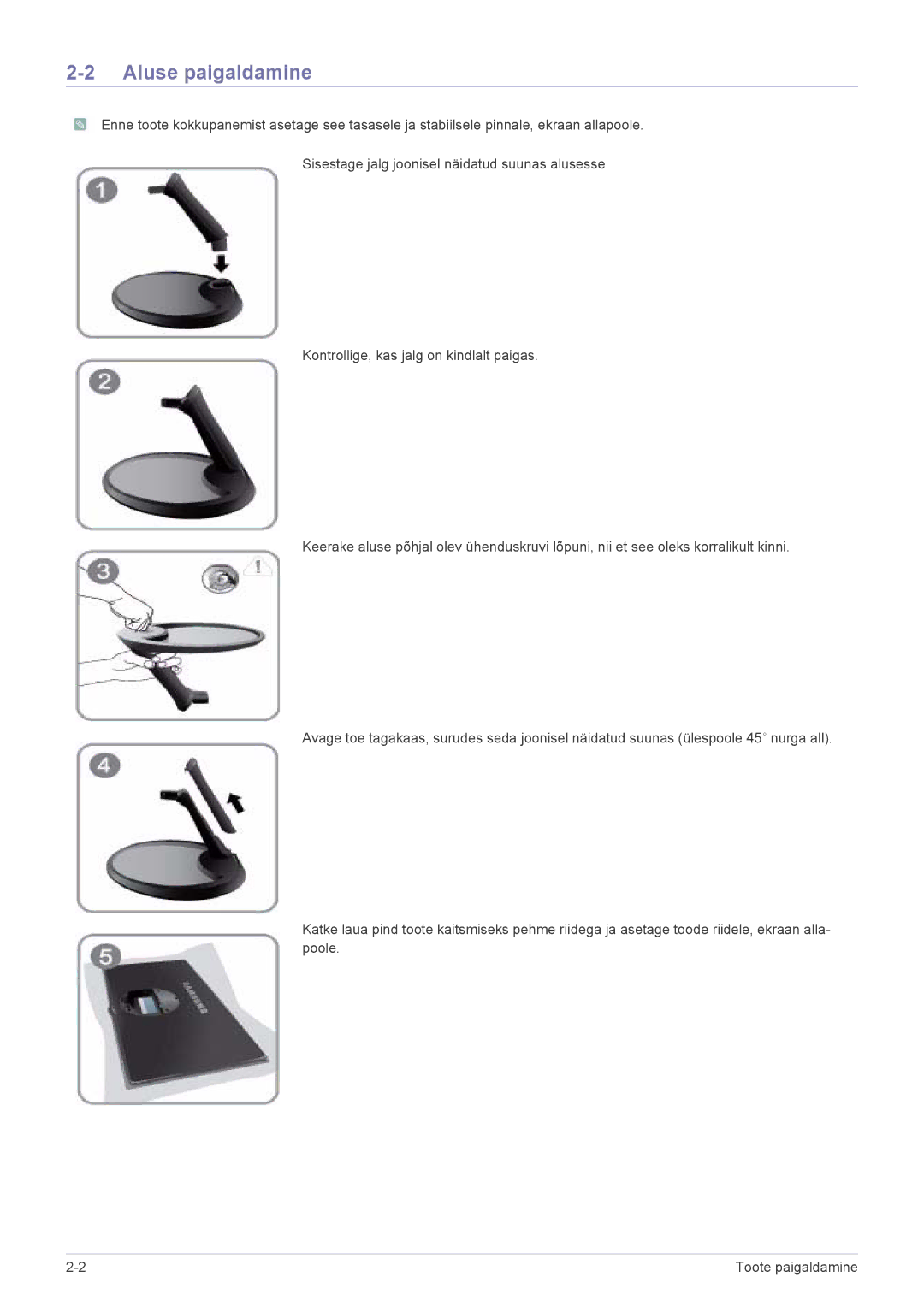 Samsung LS23A550HS/EN, LS27A550HS/EN manual Aluse paigaldamine 