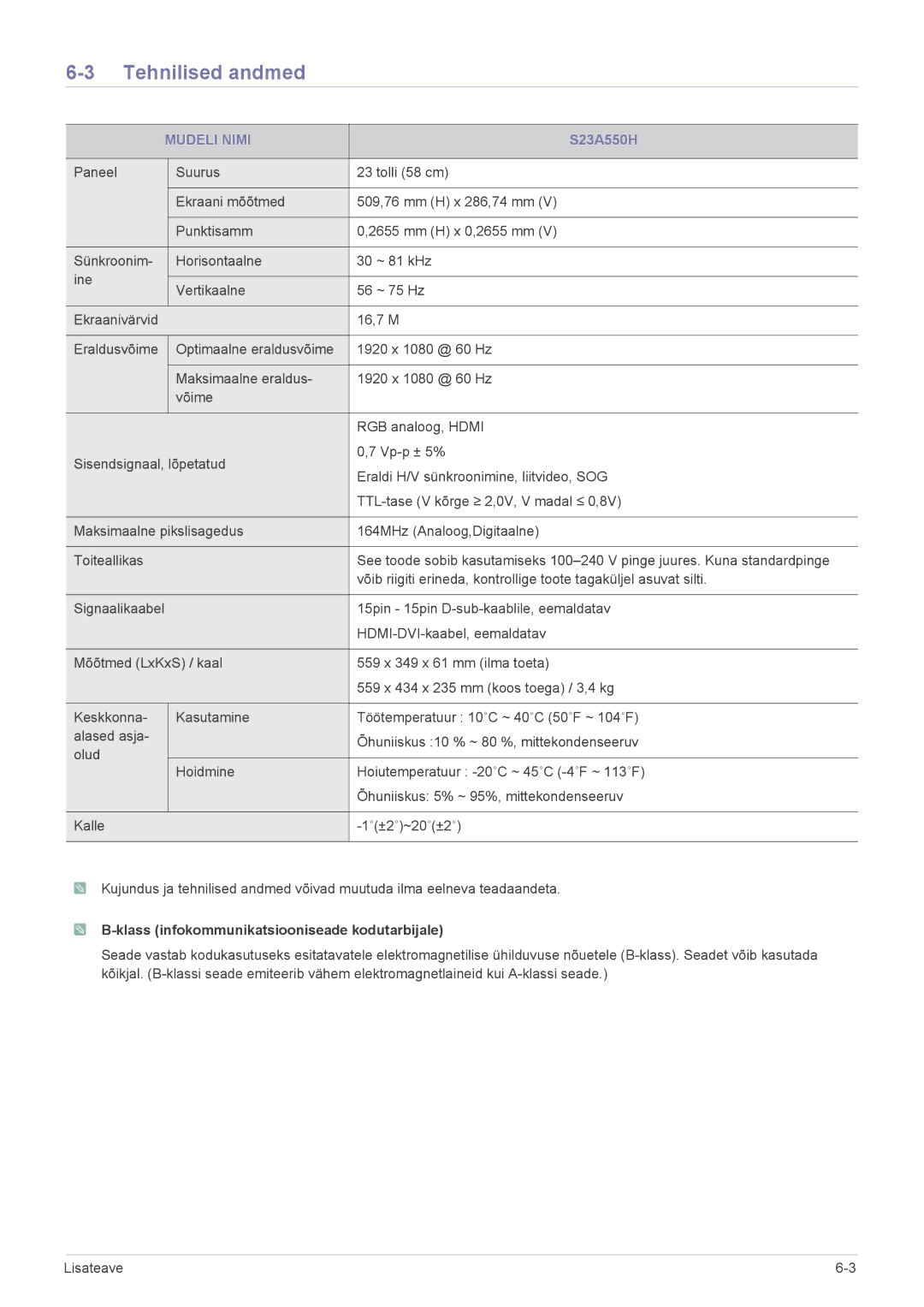 Samsung LS27A550HS/EN, LS23A550HS/EN manual 