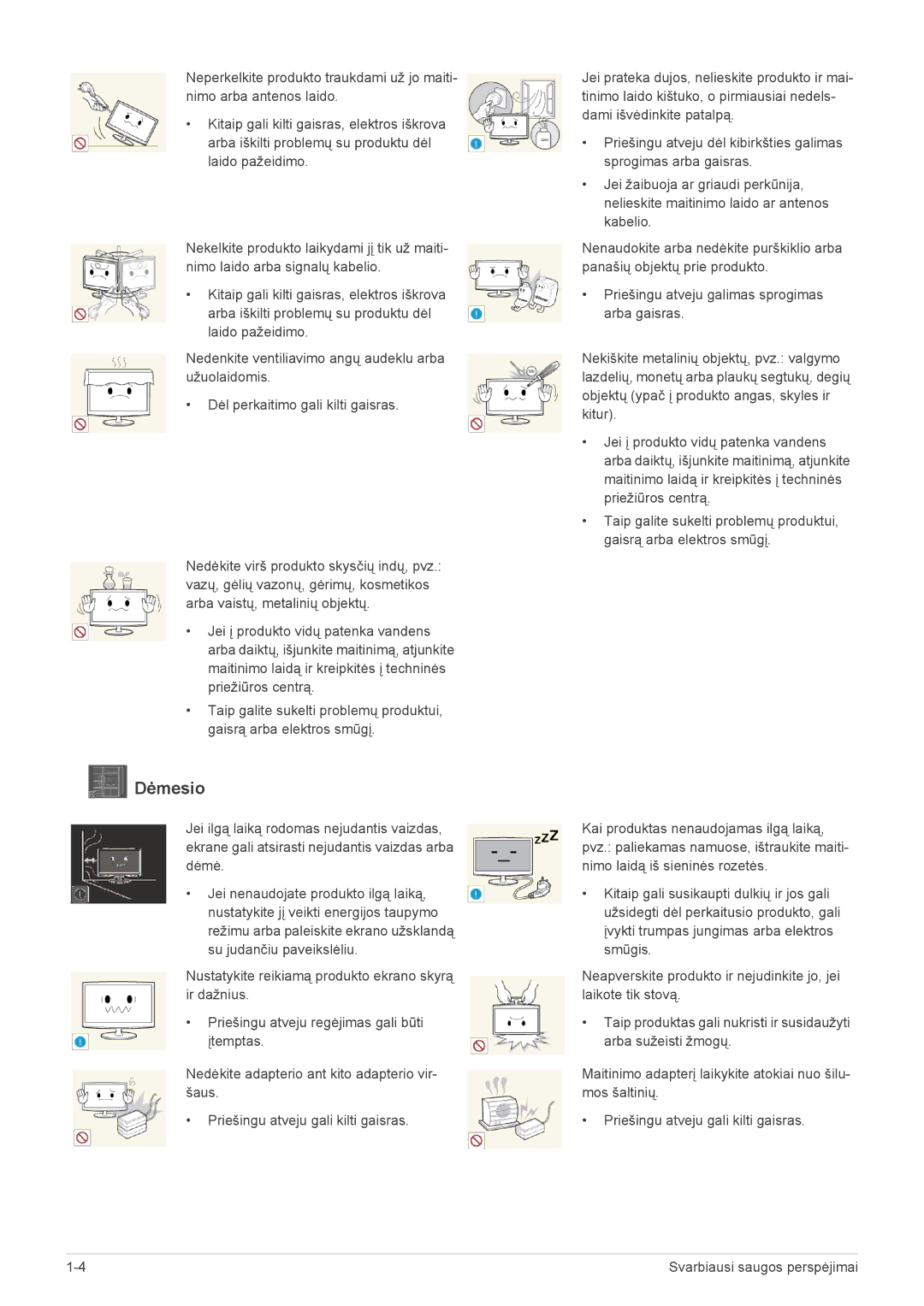 Samsung LS23A550HS/EN, LS27A550HS/EN manual Dėmesio 