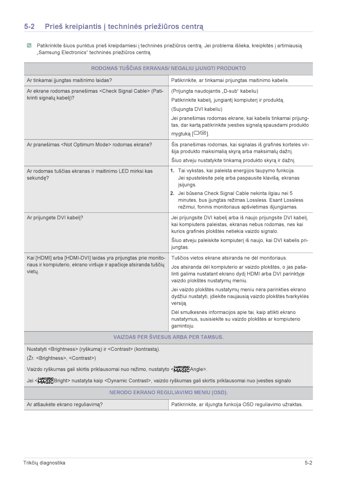 Samsung LS27A550HS/EN Prieš kreipiantis į techninės priežiūros centrą, Rodomas Tuščias EKRANAS/ Negaliu Įjungti Produkto 