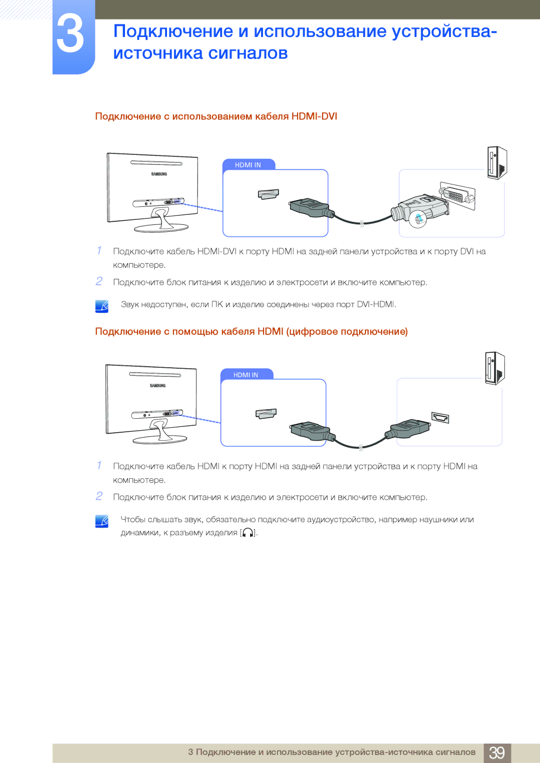 Samsung LS23A700DS/CI Подключение с использованием кабеля HDMI-DVI, Подключение с помощью кабеля Hdmi цифровое подключение 