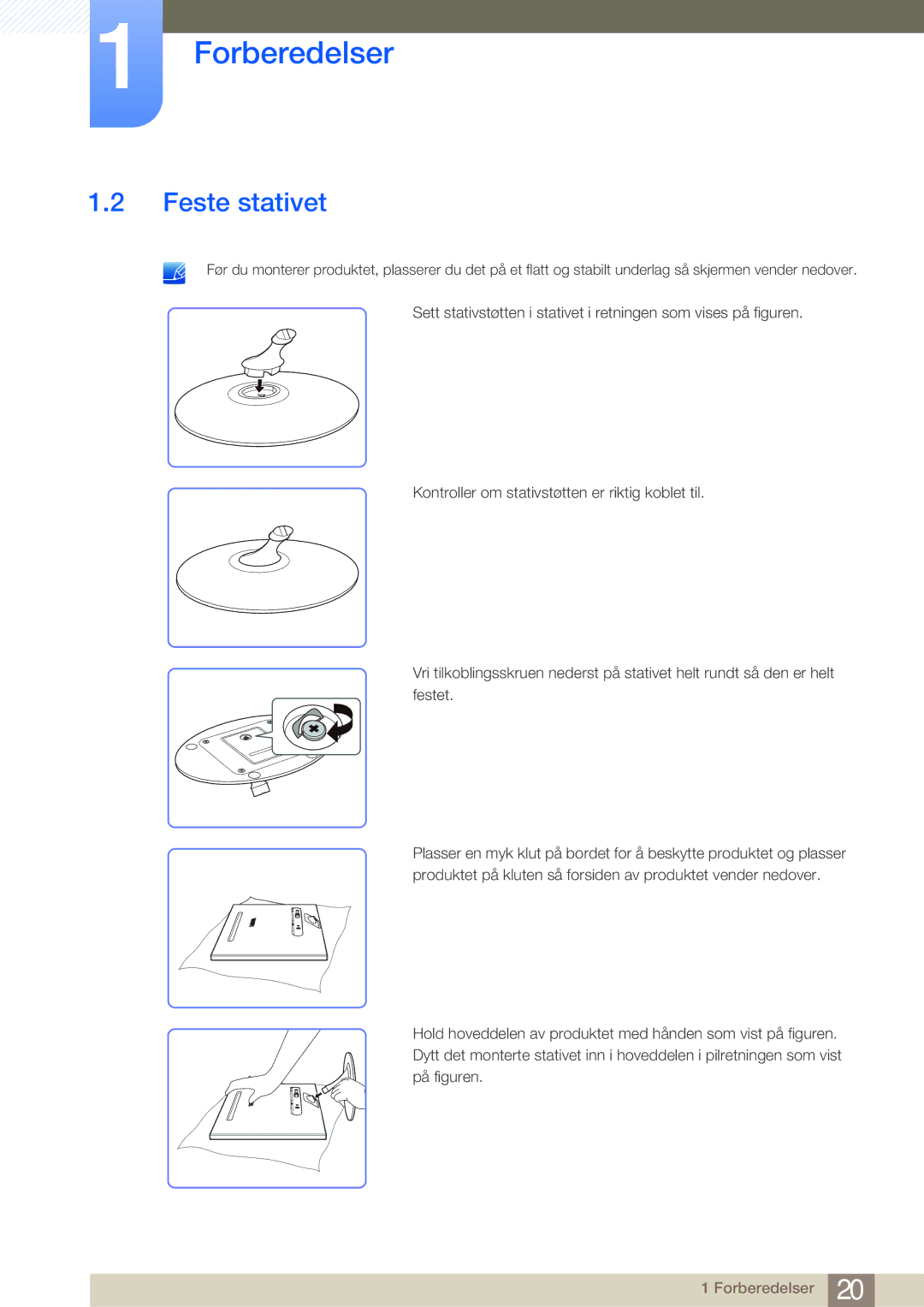 Samsung LS23A700DSL/EN, LS23A700DS/EN manual Feste stativet 