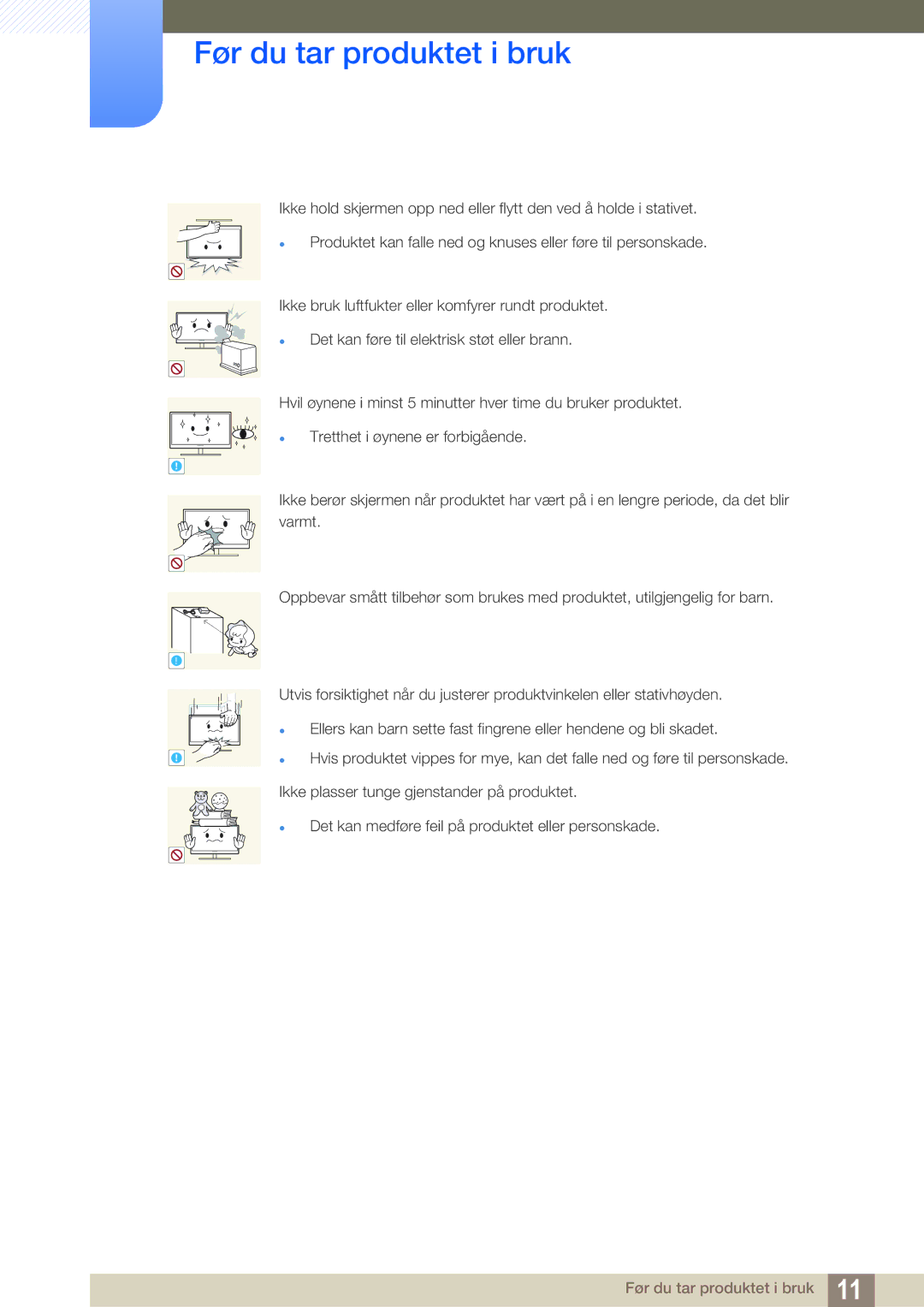 Samsung LS23A700DS/EN, LS23A700DSL/EN manual Før du tar produktet i bruk 