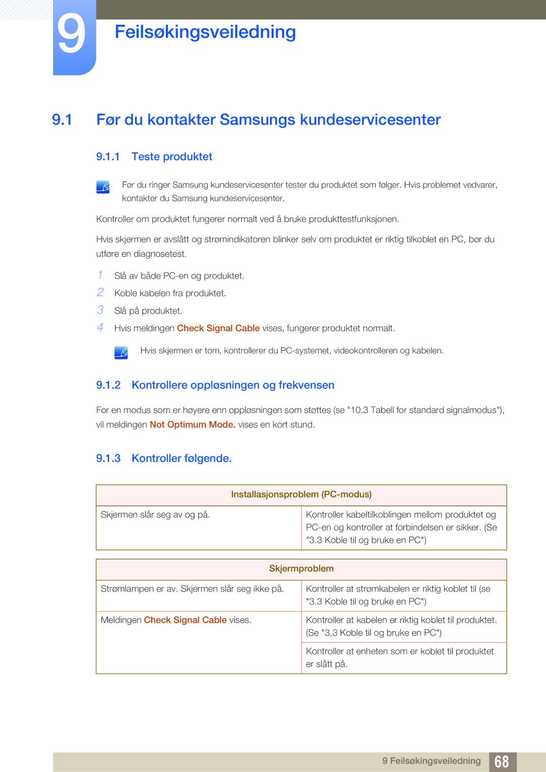 Samsung LS23A700DSL/EN, LS23A700DS/EN Feilsøkingsveiledning, Før du kontakter Samsungs kundeservicesenter, Teste produktet 