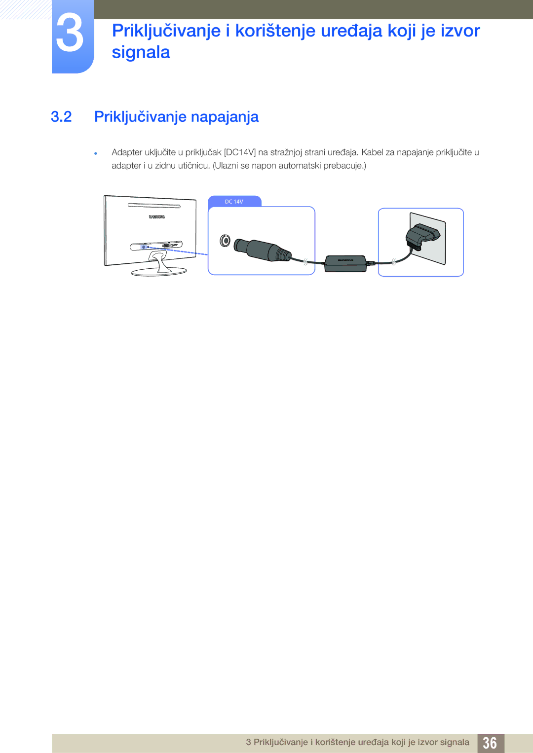 Samsung LS23A700DSL/EN manual Priključivanje napajanja 