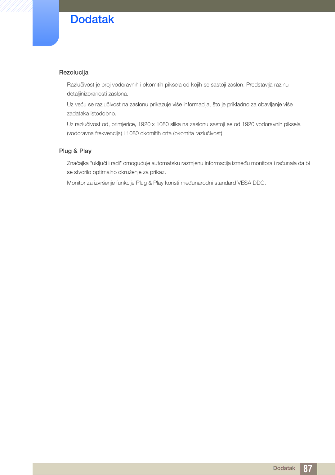 Samsung LS23A700DSL/EN manual Rezolucija 