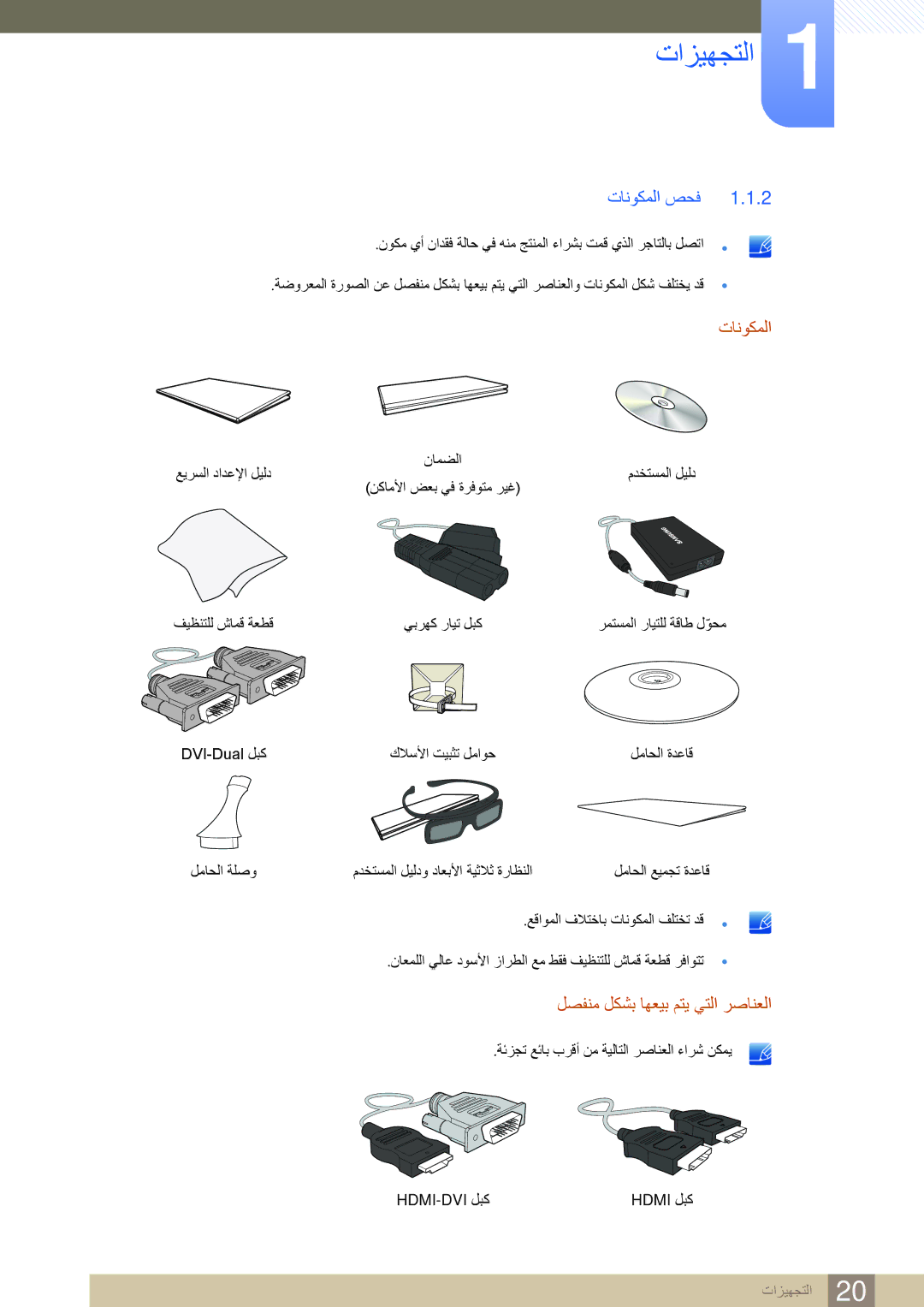 Samsung LS23A700DSL/ZN, LS23A700DS/SM, LS23A700DS/NG, LS23A700DSL/ZR manual تانوكملا صحف, لصفنم لكشب اهعيب متي يتلا رصانعلا 