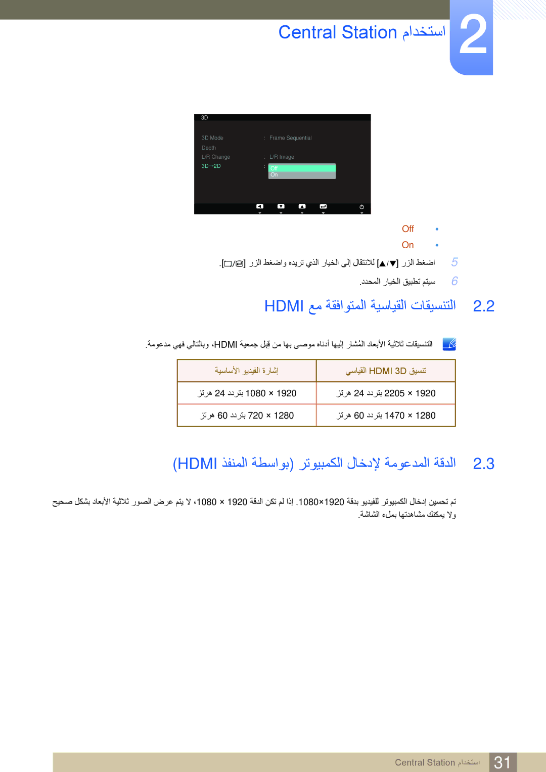 Samsung LS23A700DS/NG manual Hdmi عم ةقفاوتملا ةيسايقلا تاقيسنتلا, Hdmi ذفنملا ةطساوب رتويبمكلا لاخدلإ ةموعدملا ةقدلا 