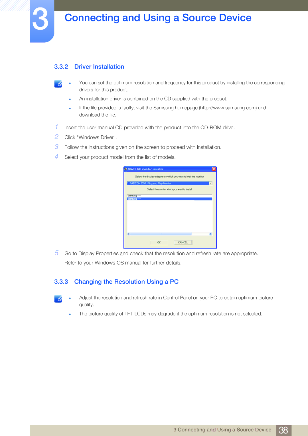 Samsung LS23A700DSLSCI, LS23A700DS/ZA, LS23A700DSL/EN, LS23A700DS/EN Driver Installation, Changing the Resolution Using a PC 