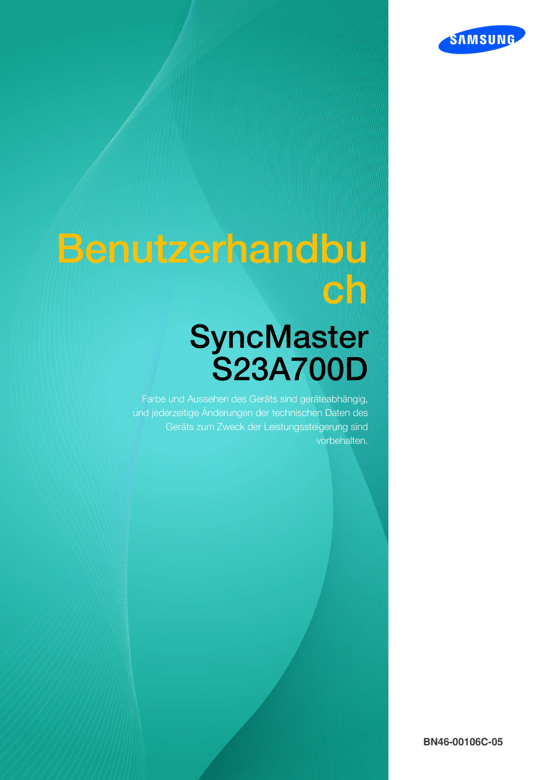 Samsung LS23A700DSL/XJ, LS23A700DS/ZA, LS23A700DSL/EN, LS23A700DS/EN, LS23A700DS/SM, LS23A700DS/NG manual SyncMaster S23A700D 