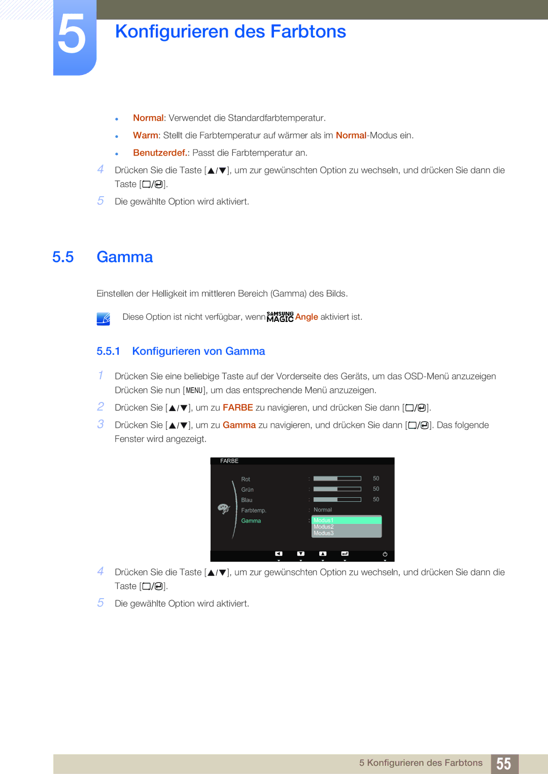 Samsung LS23A700DSL/EN, LS23A700DS/ZA, LS23A700DS/EN manual Konfigurieren von Gamma 