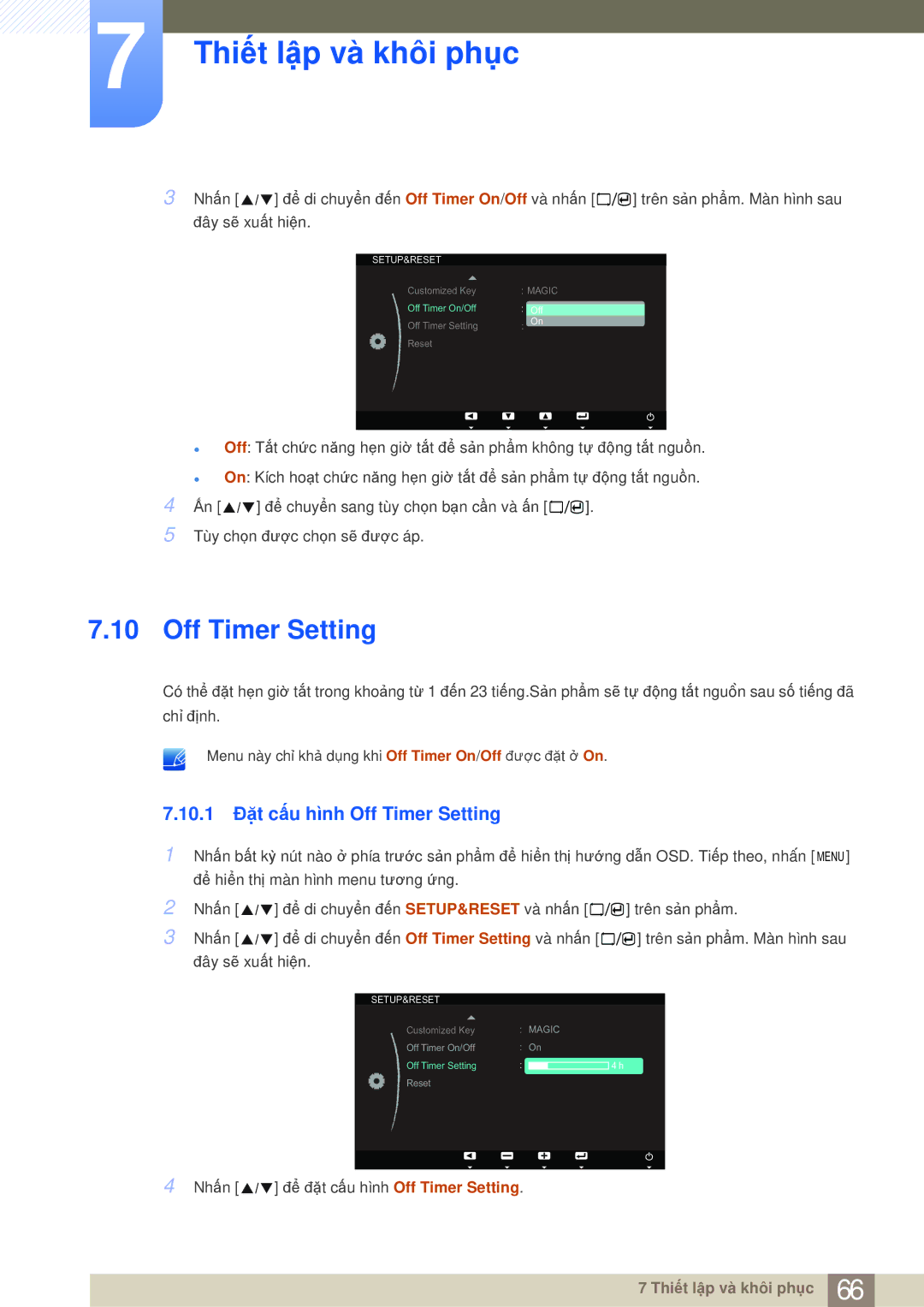 Samsung LS23A700DS/ZA, LS23A700DSL/XV manual 10.1 Đặt cấu hình Off Timer Setting 