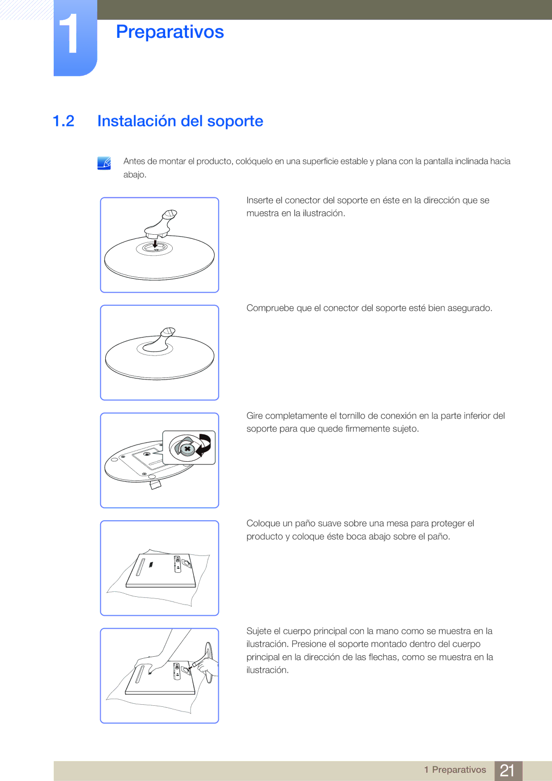 Samsung LS23A700DS/ZA manual Instalación del soporte 