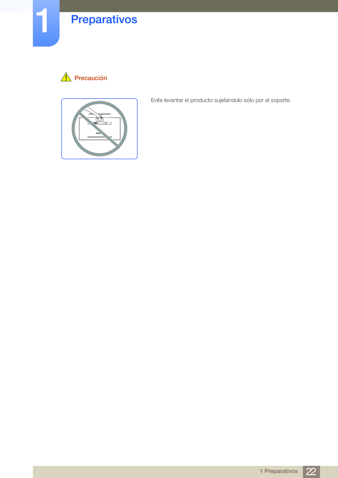 Samsung LS23A700DS/ZA manual Evite levantar el producto sujetándolo sólo por el soporte 